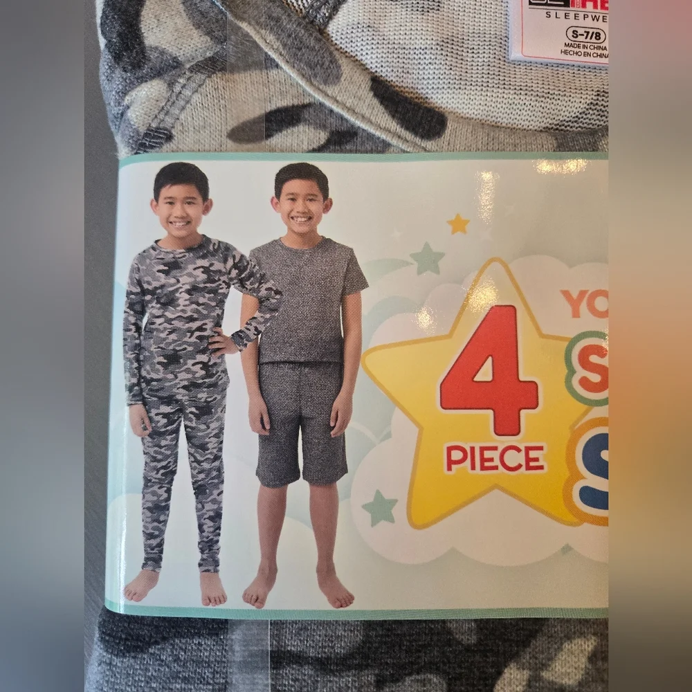 32 Degrees Boy's S Camo Sleep Set 4 Piece NEW